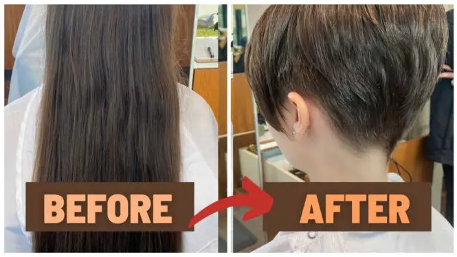 before hair donation and after